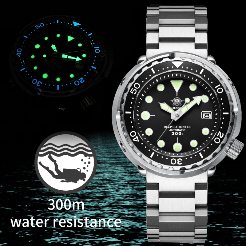 Diver Watch 300M - ADDIESDIVE Erkek Mekanik Saat, C3 Işıklı,