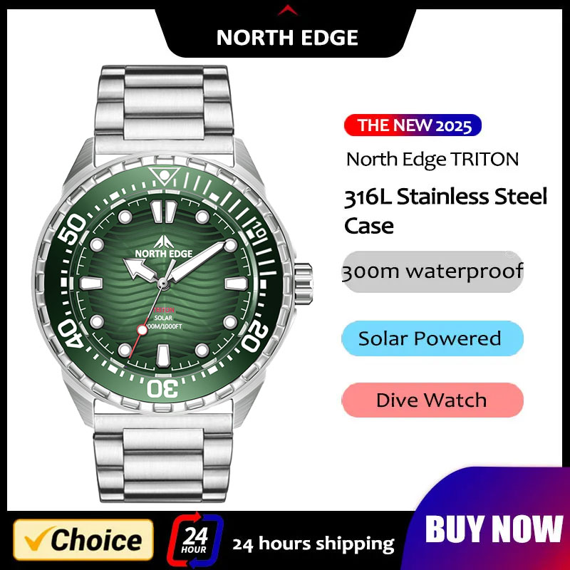 Diver Watch 300M - 2026 Yeni NORTH EDGE TRITON Güneş