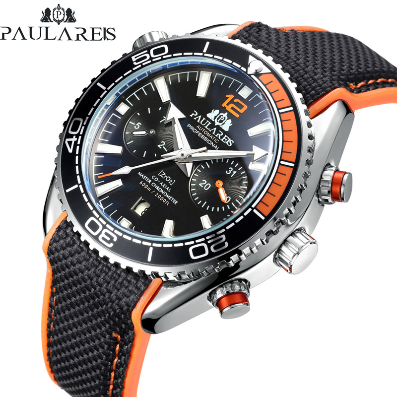 Luxury Watch With Rubber Strap - PAULAREIS P Lüks Erkekler Otomatik Kendinden