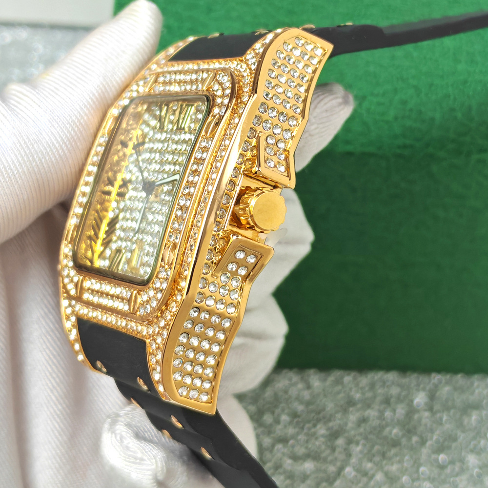 Sıcak Moda Kare Tam Elmas Kuva - Luxury Watch With Rubber Strap incelemesi ve fiyatı