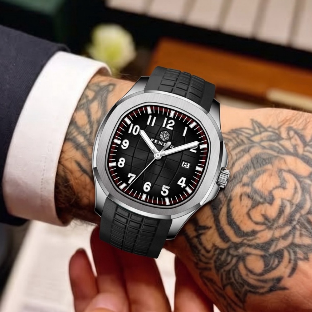 Kare Desenli Kadranlı ve Takvi - Luxury Watch With Rubber Strap incelemesi ve fiyatı